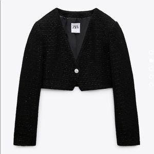 Zara Textured Blazer Black S 4661/713 NWT